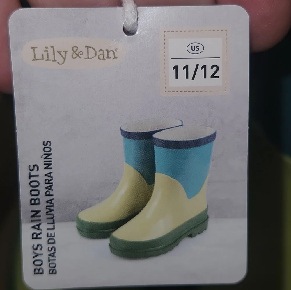 Lily & Dan Triple Color, Patchwork Boys Rain Boots New In The Box Size 11/12